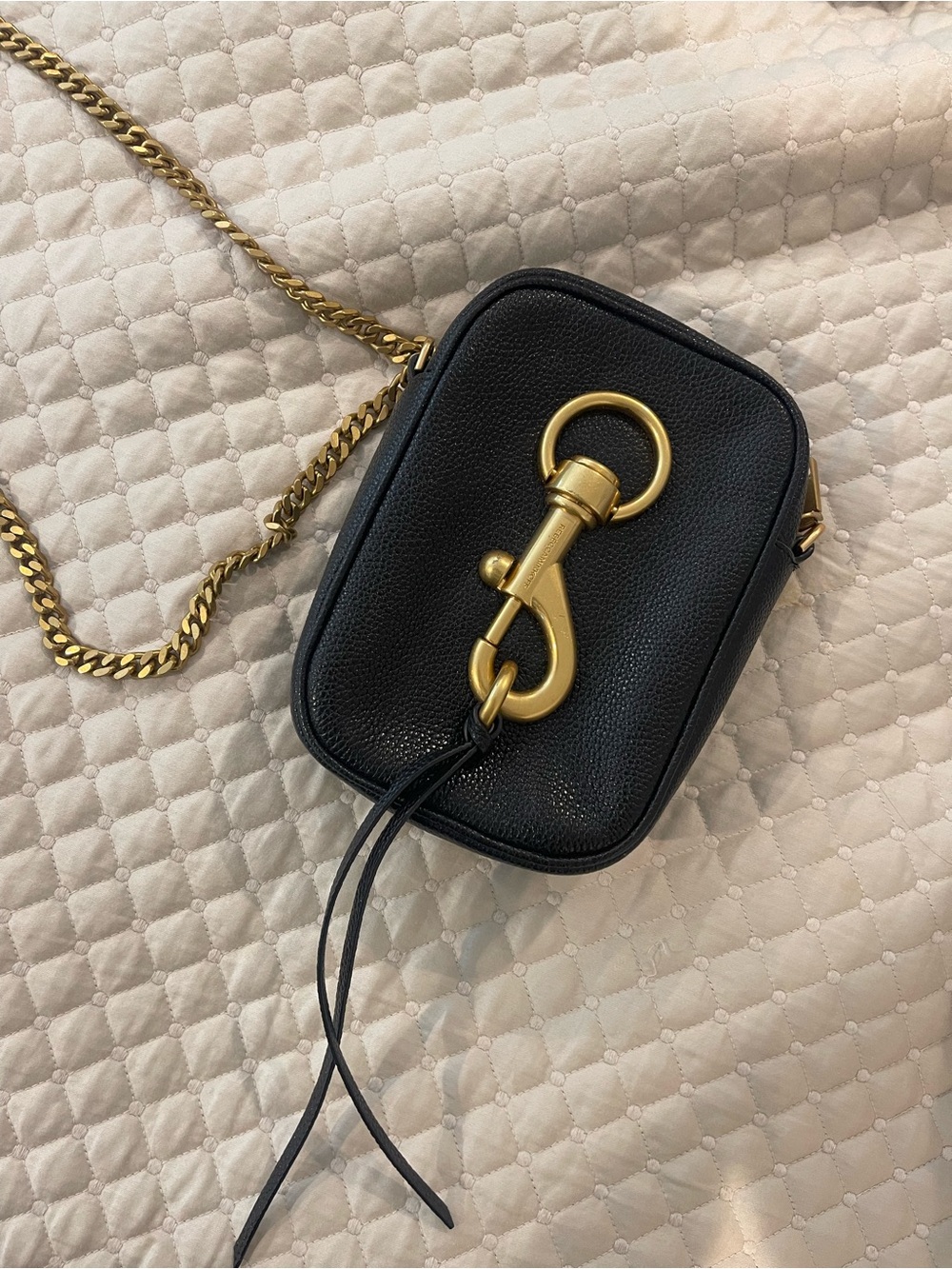 Rebecca Minkoff Black Pebbled Leather Mini Crossbody with Gold Hardware - Picture 5 of 9